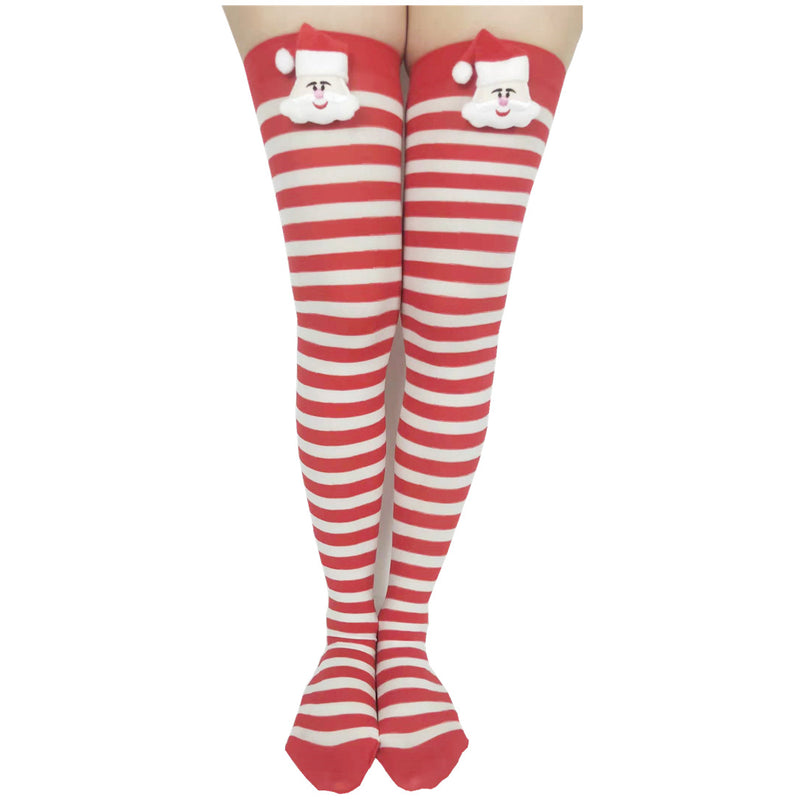 Christmas Striped Socks With Cute Accessories