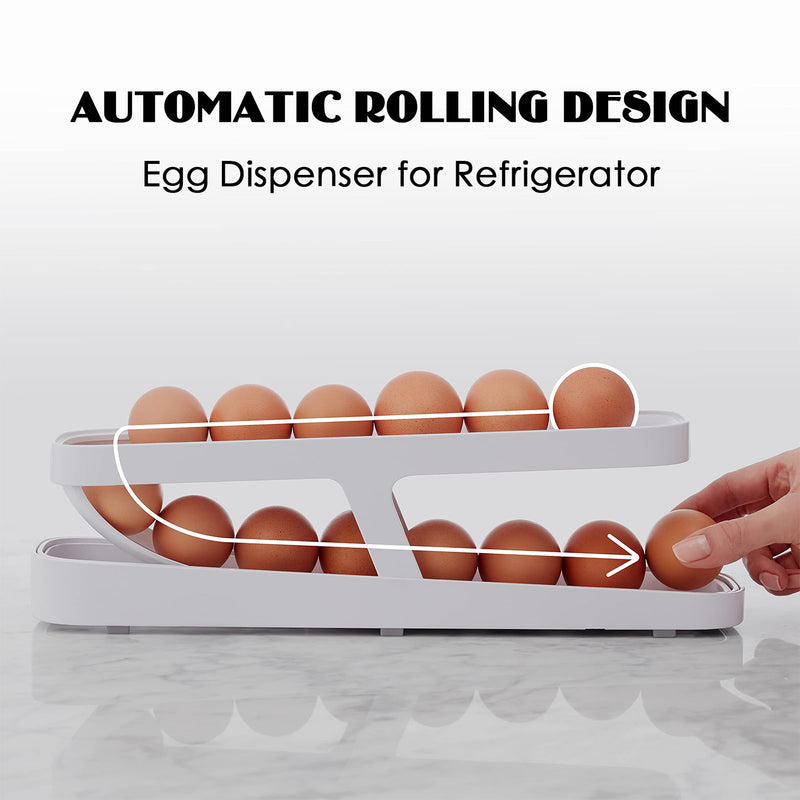 Rejilla para huevos con desplazamiento automático, caja de almacenamiento, cesta para huevos, contenedor, organizador enrollable, refrigerador, dispensador de huevos para utensilios de cocina