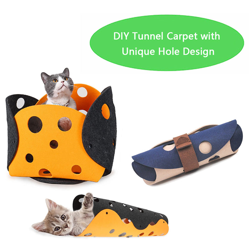 Túnel para gato, juguete para gato, pompón de fieltro, empalme, nido para gatito Deformable, tubo plegable, casa, túnel, juguete interactivo para mascotas, accesorios para gatos