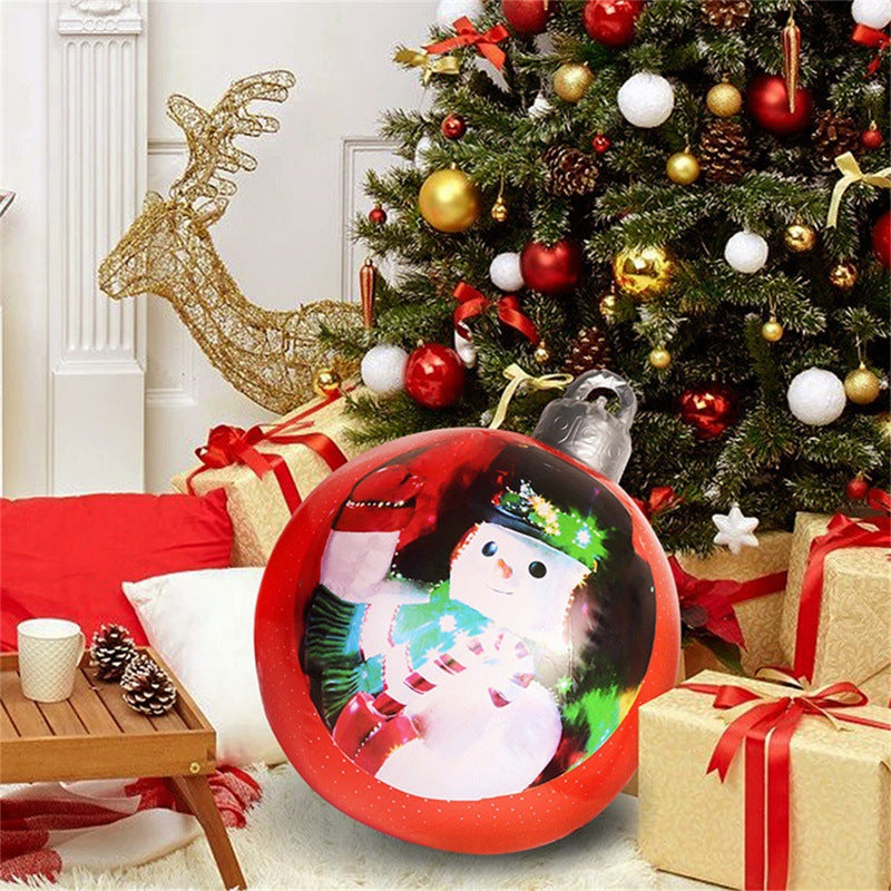 Bola de adorno de Navidad para exteriores, bola decorada inflable de Pvc de 60CM, bolas grandes gigantes de PVC, decoraciones para árboles de Navidad, pelota de juguete