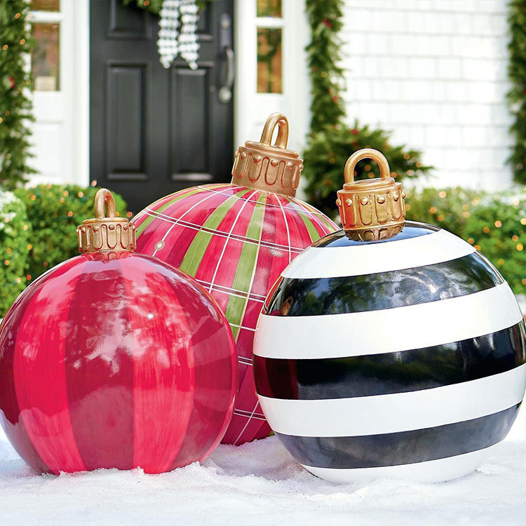 Bola de adorno de Navidad para exteriores, bola decorada inflable de Pvc de 60CM, bolas grandes gigantes de PVC, decoraciones para árboles de Navidad, pelota de juguete