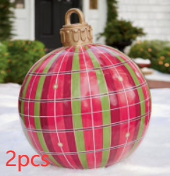 Bola de adorno de Navidad para exteriores, bola decorada inflable de Pvc de 60CM, bolas grandes gigantes de PVC, decoraciones para árboles de Navidad, pelota de juguete