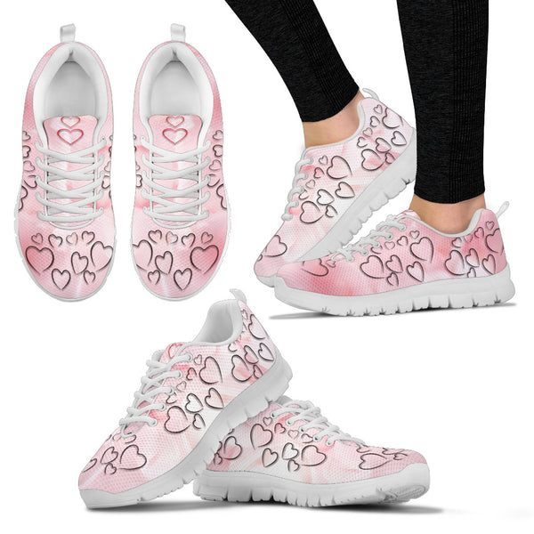 Valentine's Day Special Heart On Pink Print Running Shoes For Women- Free Shipping