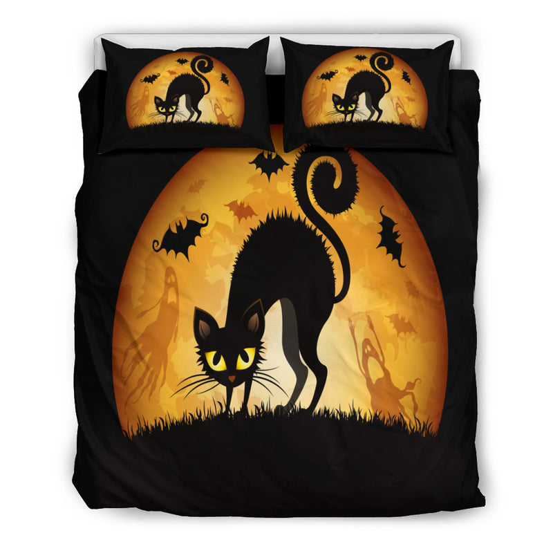 Black Cat Halloween Doona Bedding 3 Piece Set