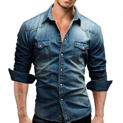 Camisa de hombre marca masculina camisas de manga larga Casual sólido Slim Fit 