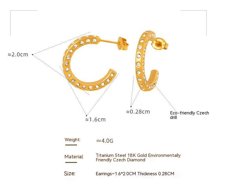 Pendientes en forma de C de geometría irregular estilo Ins