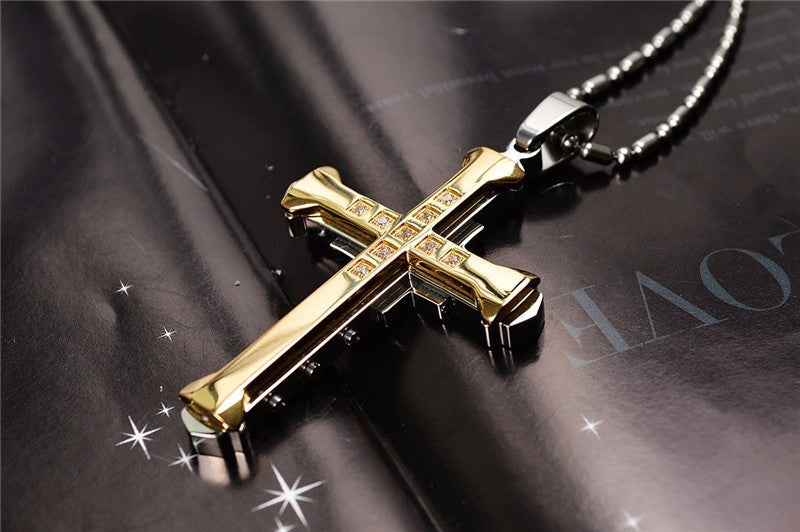 Men's Crystal Cross Pendant