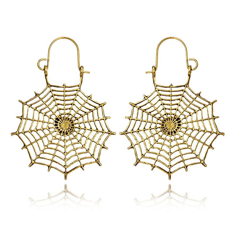 Hollow spider web earrings