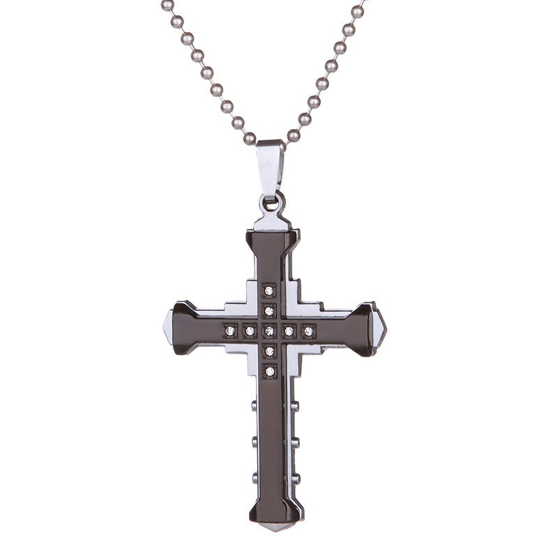 Men's Crystal Cross Pendant