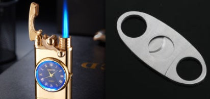 New Lighter With Electric Watch Rocker Arm Automatic Ignition Straight Blue Flame Lighter Creative Real Dial Inflatable Windproof Lighter Men's Watch Gift