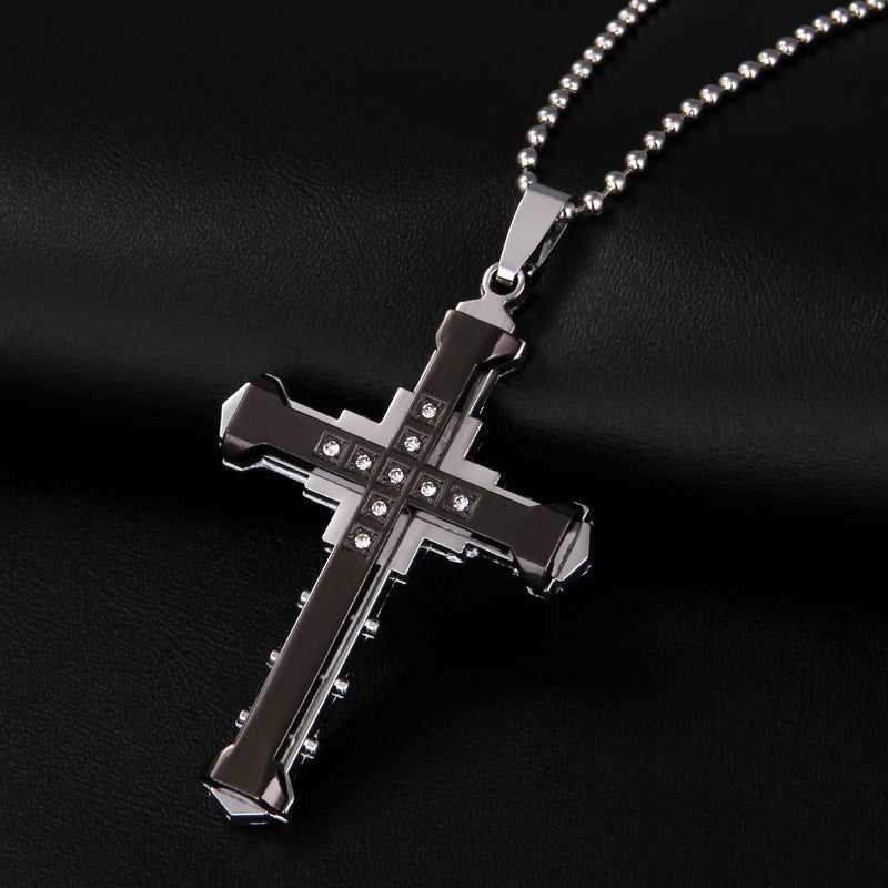 Men's Crystal Cross Pendant