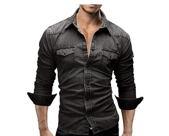 Camisa de hombre marca masculina camisas de manga larga Casual sólido Slim Fit 