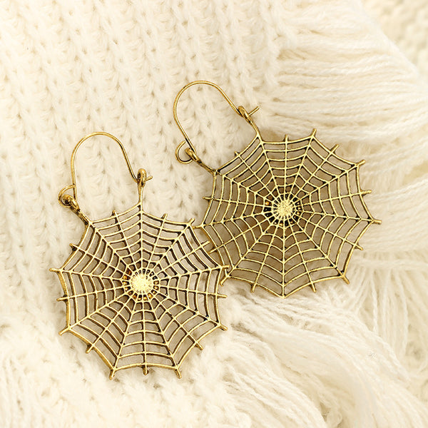 Hollow spider web earrings