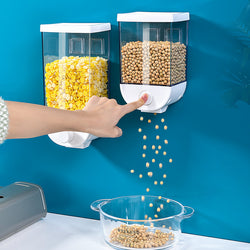 Almacenamiento de alimentos para cocina, contenedor de prensa fácil, dispensador de cereales, caja de almacenamiento de alimentos montada en la pared