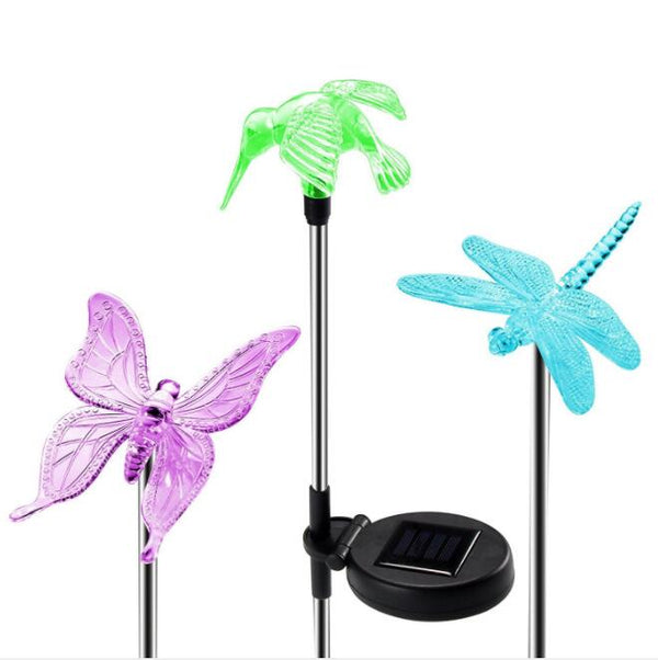 Led Solar Garden Light, Changing Color In The Water Impermeable Outer Dragonfly Butterfly  Bird Road To Garden Solar Led Lawn Lamp Decoration