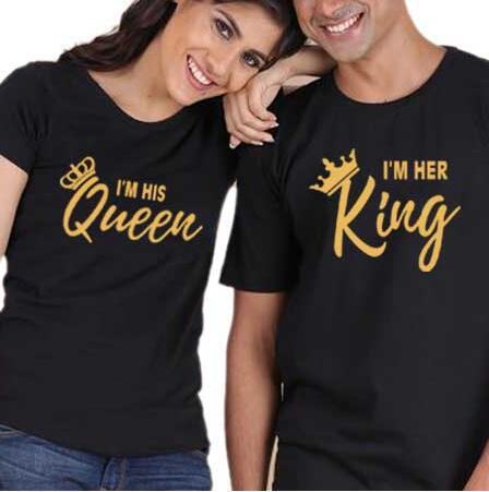 Soy su rey, su reina Camiseta de manga corta con letras para hombres y mujeres, pareja de tendencia