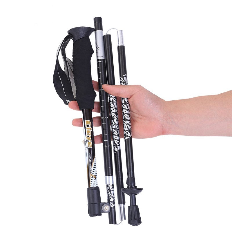 Trekking Pole Ultra-Light Telescopic Folding Trekking Mountain Climbing Walking Stick Cane Walking Stick Female Outdoor Equipment Carbon-Free