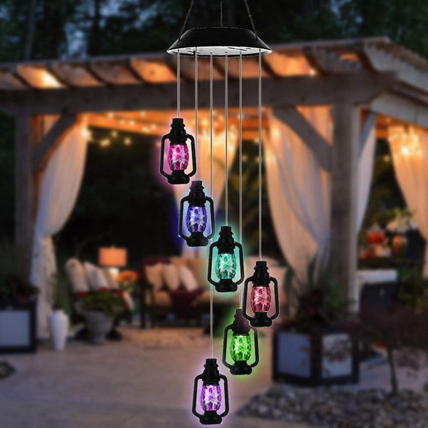 Changing Solar Powered Lanterns Wind Chime Wind Mobile LED Light