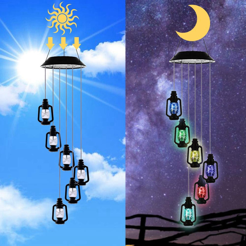 Changing Solar Powered Lanterns Wind Chime Wind Mobile LED Light