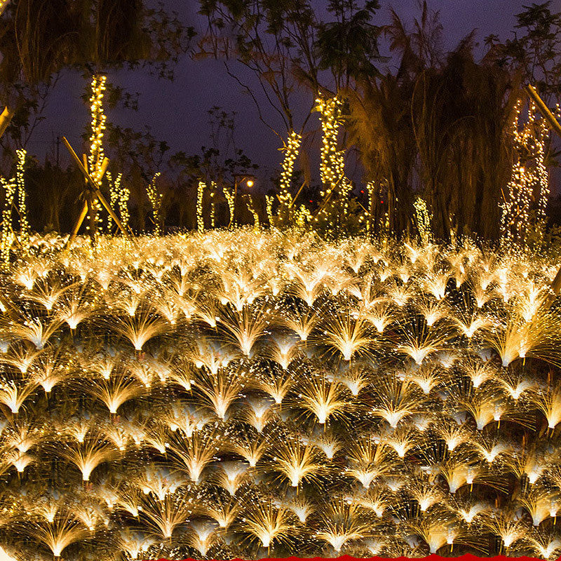 Luz decorativa de césped impermeable para exteriores con luz de caña de fibra óptica solar