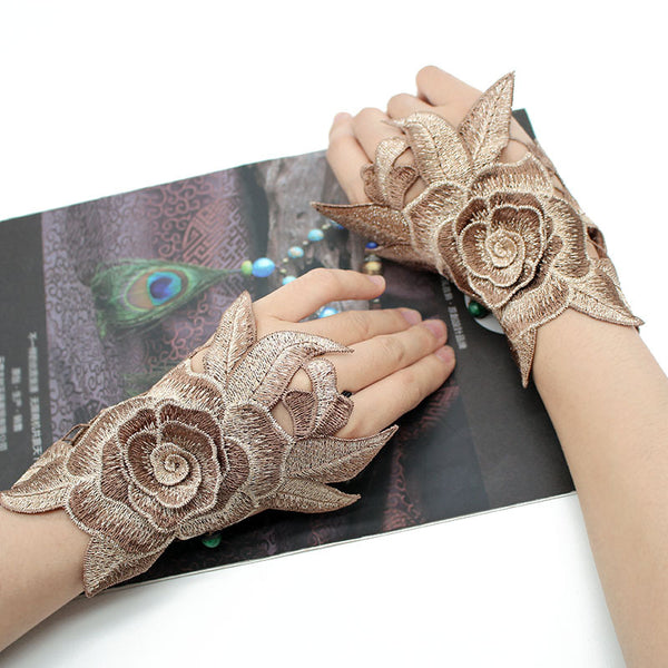 Thin Autumn Ethnic Style Embroidered Glove Wristband