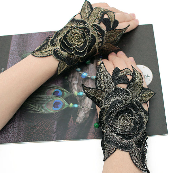 Thin Autumn Ethnic Style Embroidered Glove Wristband