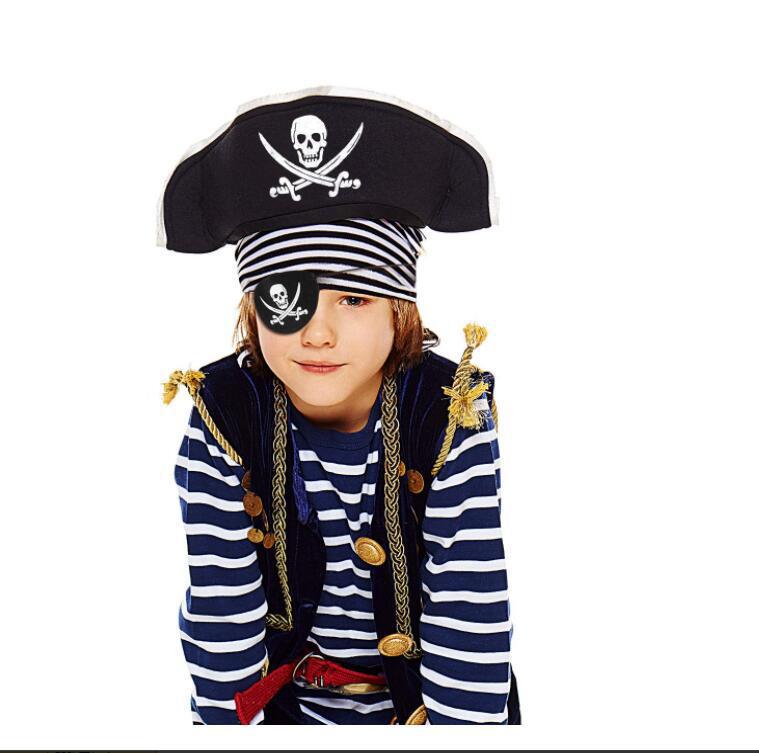 Accesorios de disfraz de capitán pirata de Halloween, sombrero de pirata de colonia, parche de un solo ojo para decoración de fiesta de cumpleaños de Halloween para niños