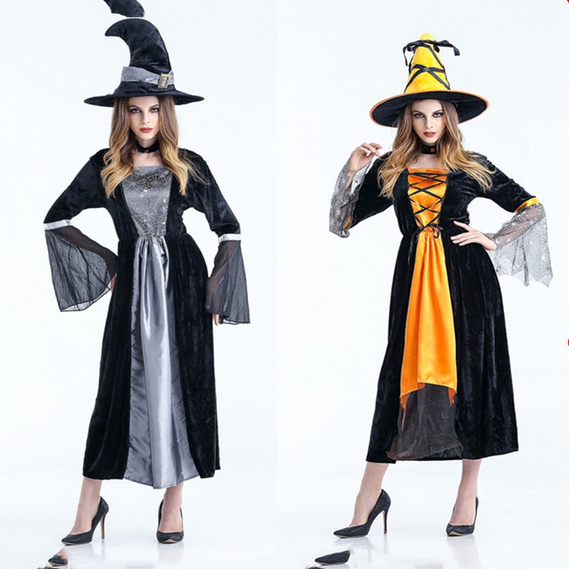 Disfraces de brujas aterradoras para mujer, disfraz de hechicera adulta para Halloween, carnaval, vestido elegante, disfraz de momento mágico para mujer