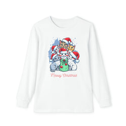 Youth Long Sleeve Holiday Outfit Set - Merry Christmas Kittens