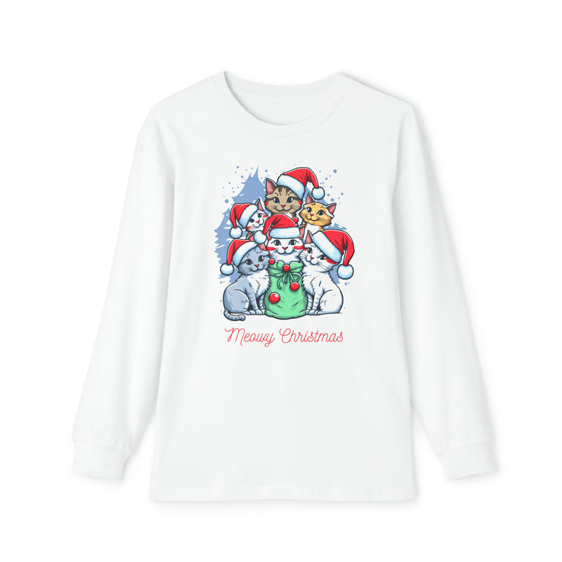 Youth Long Sleeve Holiday Outfit Set - Merry Christmas Kittens