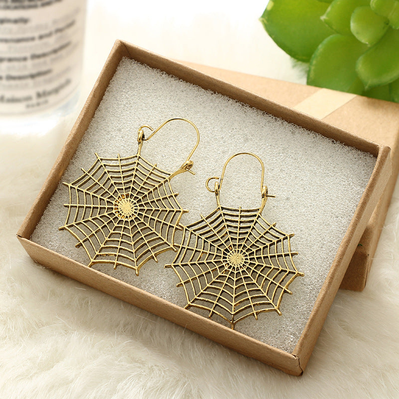 Hollow spider web earrings