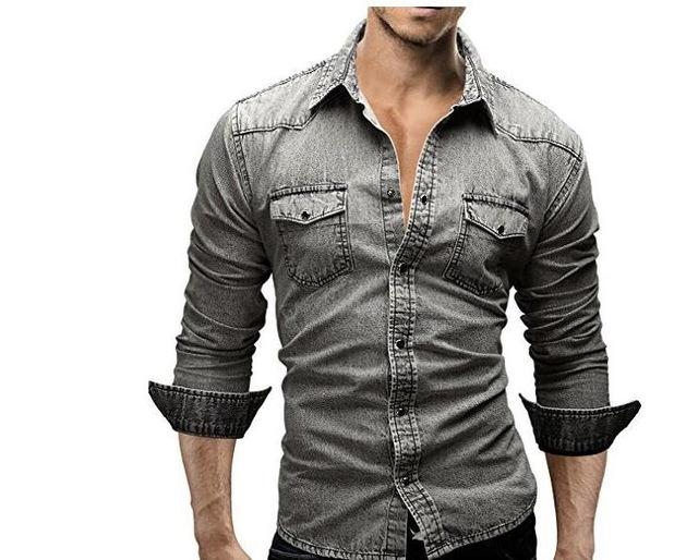 Camisa de hombre marca masculina camisas de manga larga Casual sólido Slim Fit 