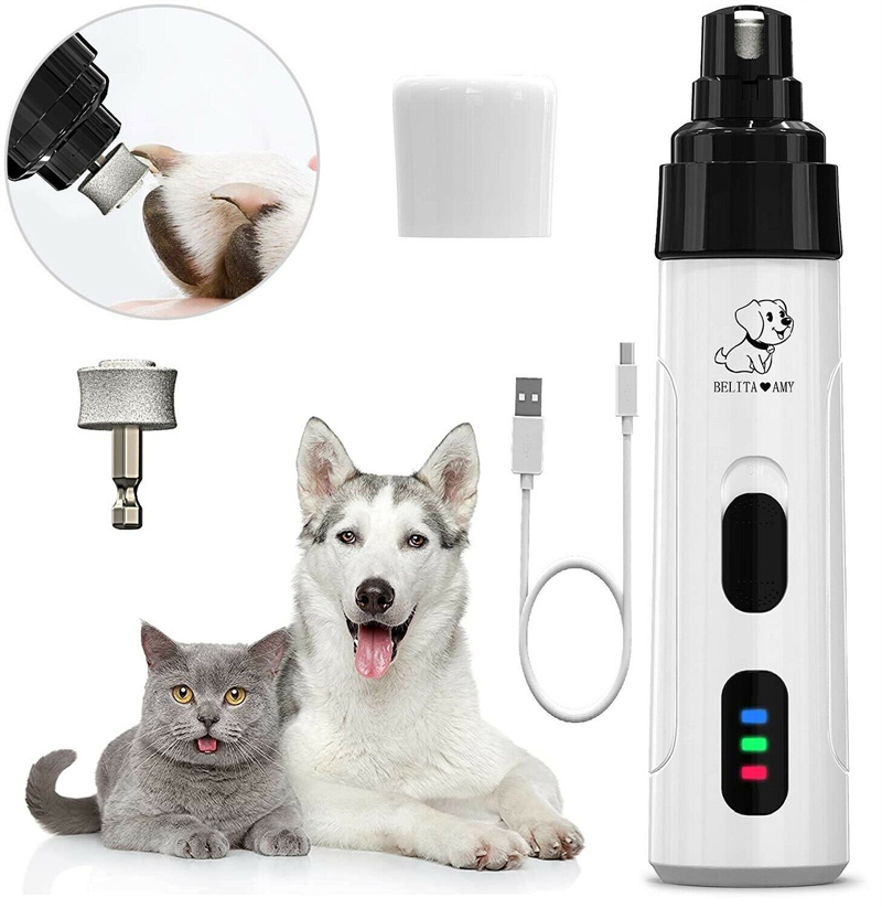 Kit eléctrico de cortadora de uñas para perros y gatos, herramienta recortadora para el cuidado y el cuidado de mascotas