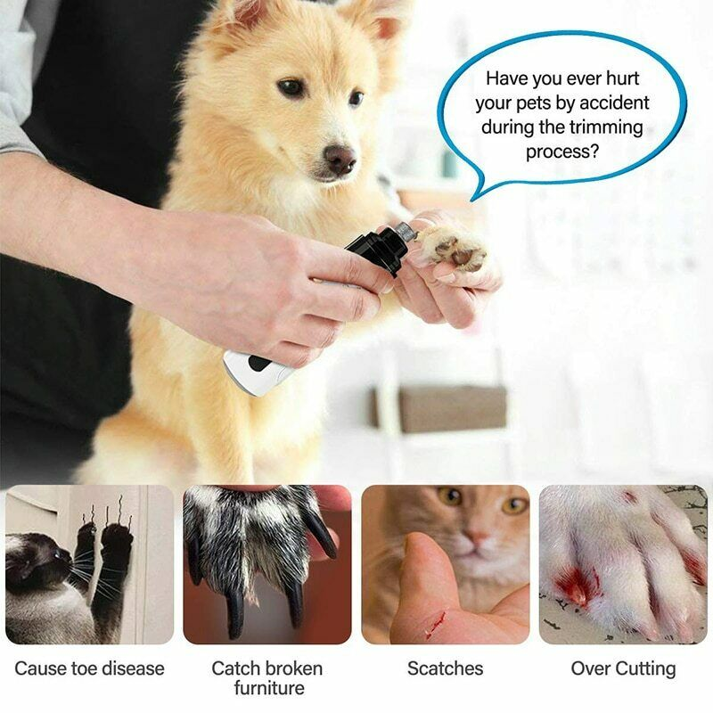 Pet Dog Cat Nail Paws Grinder Trimmer Tool Grooming Care Clipper Electric Kit