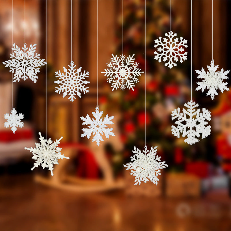 Colgante plástico blanco del lugar de la fiesta de Navidad de la ventana de la secuencia del copo de nieve