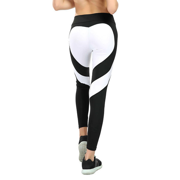 Love Butt Heart Stitching Yoga Leggings Hip Raise Leggings de cintura alta para mujeres