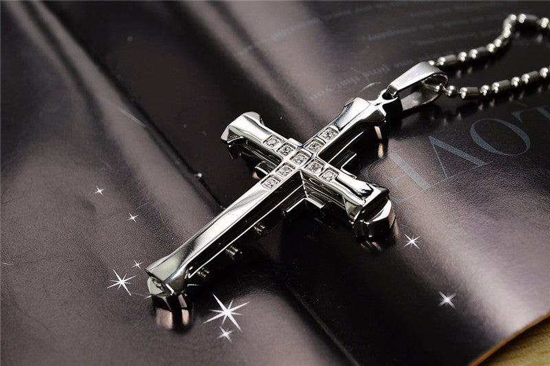 Men's Crystal Cross Pendant