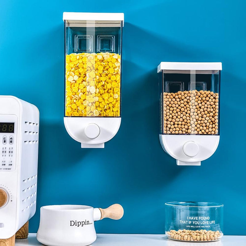 Almacenamiento de alimentos para cocina, contenedor de prensa fácil, dispensador de cereales, caja de almacenamiento de alimentos montada en la pared