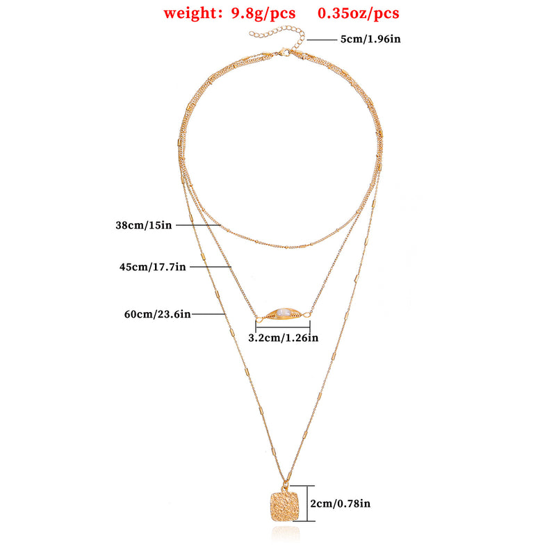 Jewelry Ins Multilayer Spider Web Pearl Square Pendant Necklace Women