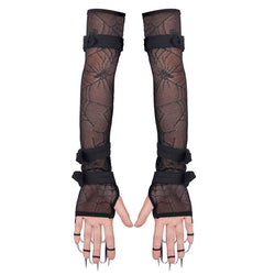 Lace spider web with sleeve chain wicker gloves