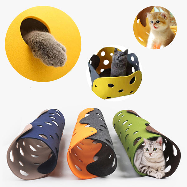 Túnel para gato, juguete para gato, pompón de fieltro, empalme, nido para gatito Deformable, tubo plegable, casa, túnel, juguete interactivo para mascotas, accesorios para gatos