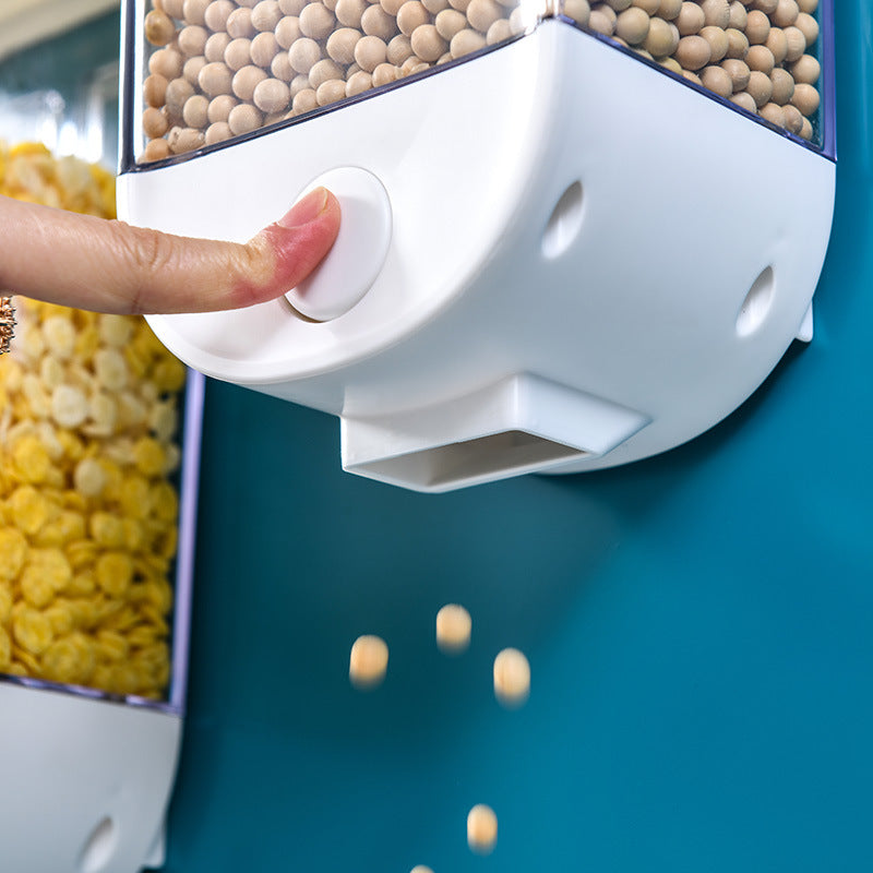 Almacenamiento de alimentos para cocina, contenedor de prensa fácil, dispensador de cereales, caja de almacenamiento de alimentos montada en la pared