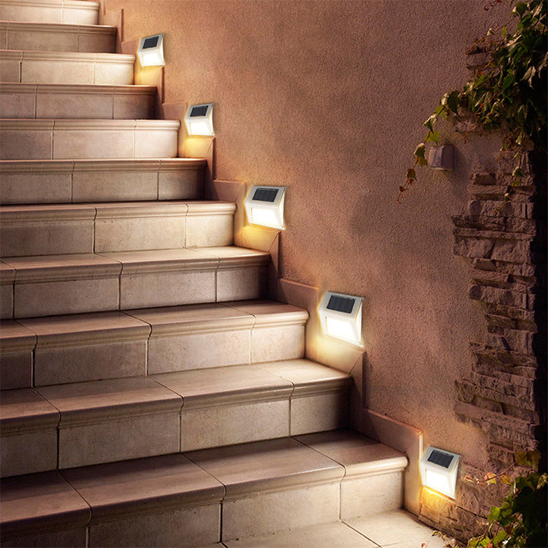 Lámpara solar de escalera jardín patio esquina 6LED pequeña luz nocturna