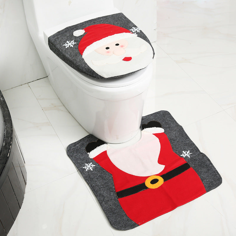 Cortina de baño Feliz Navidad, asiento de inodoro de Papá Noel, decoraciones navideñas