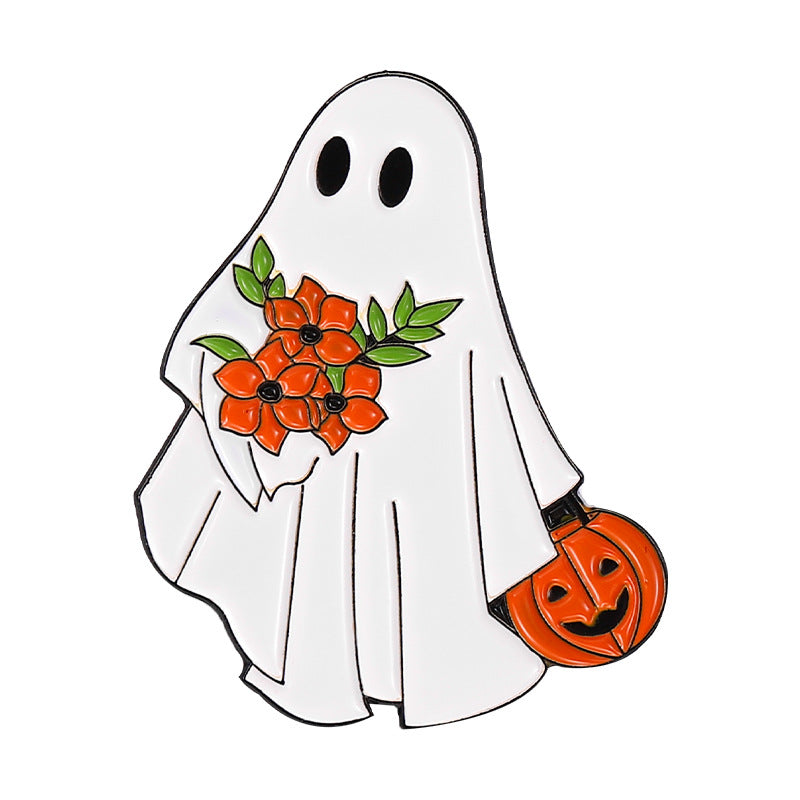 New Creative Halloween Pumpkin Head Ghost Alloy Dripping Oil Badge Brooch
