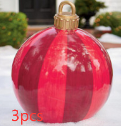 Bola de adorno de Navidad para exteriores, bola decorada inflable de Pvc de 60CM, bolas grandes gigantes de PVC, decoraciones para árboles de Navidad, pelota de juguete