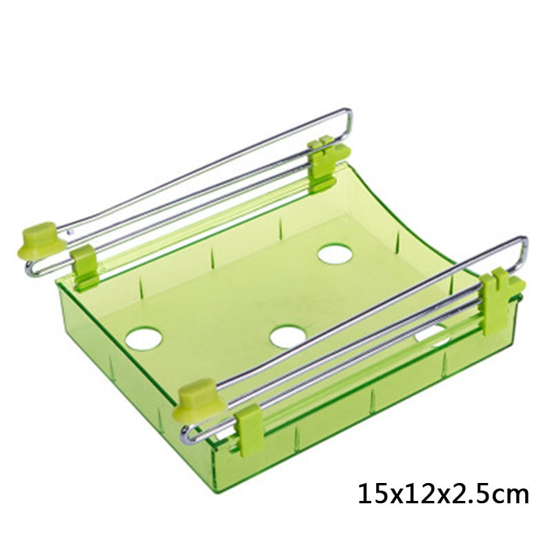 Suministros de cocina de estante de almacenamiento de tablilla de refrigerador de plástico colgante