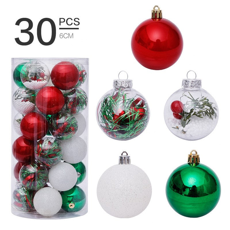 6cm/30Pcs transparent christmas ball set