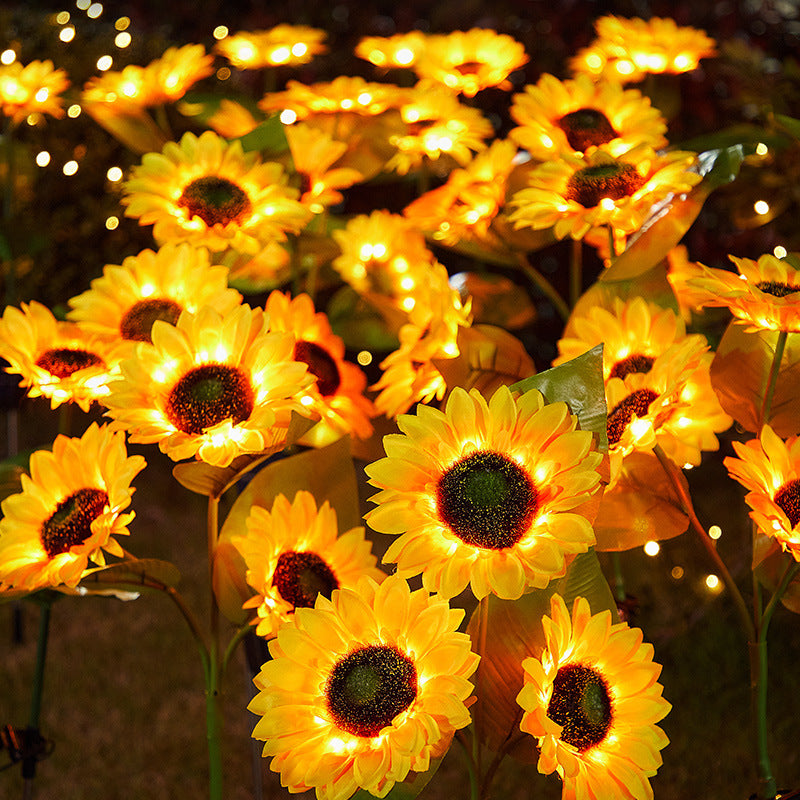 Lámpara solar de césped de girasol para decoración de jardín al aire libre