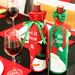 Adorno navideño, botella de vino, conjunto, decoraciones navideñas, regalo de vino tinto, bolsa de regalo